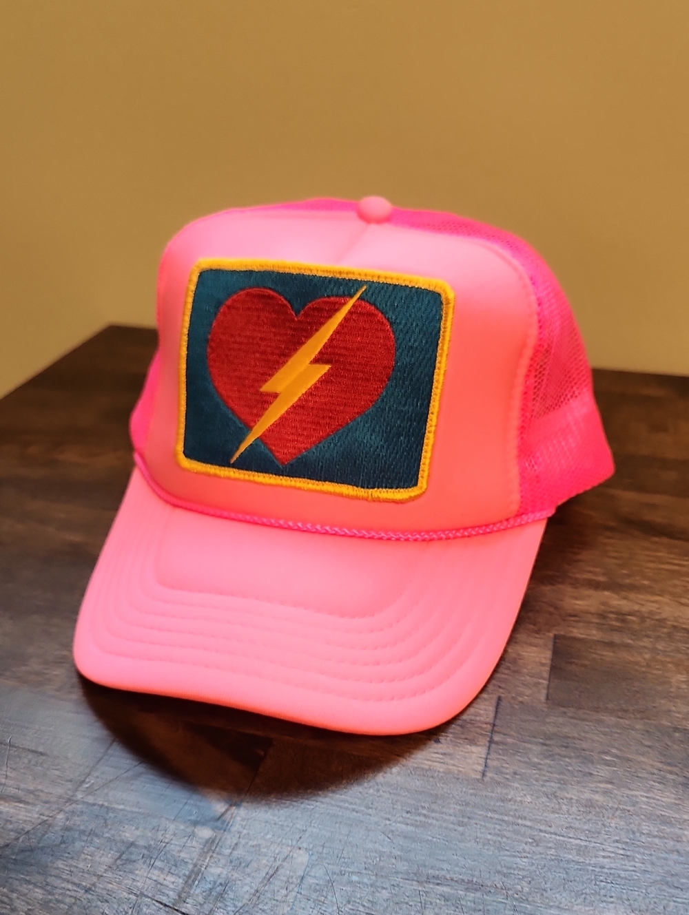 Aviator Nation Neon Pink Mesh Trucker Snapback Hat Great And Lightning Bolt